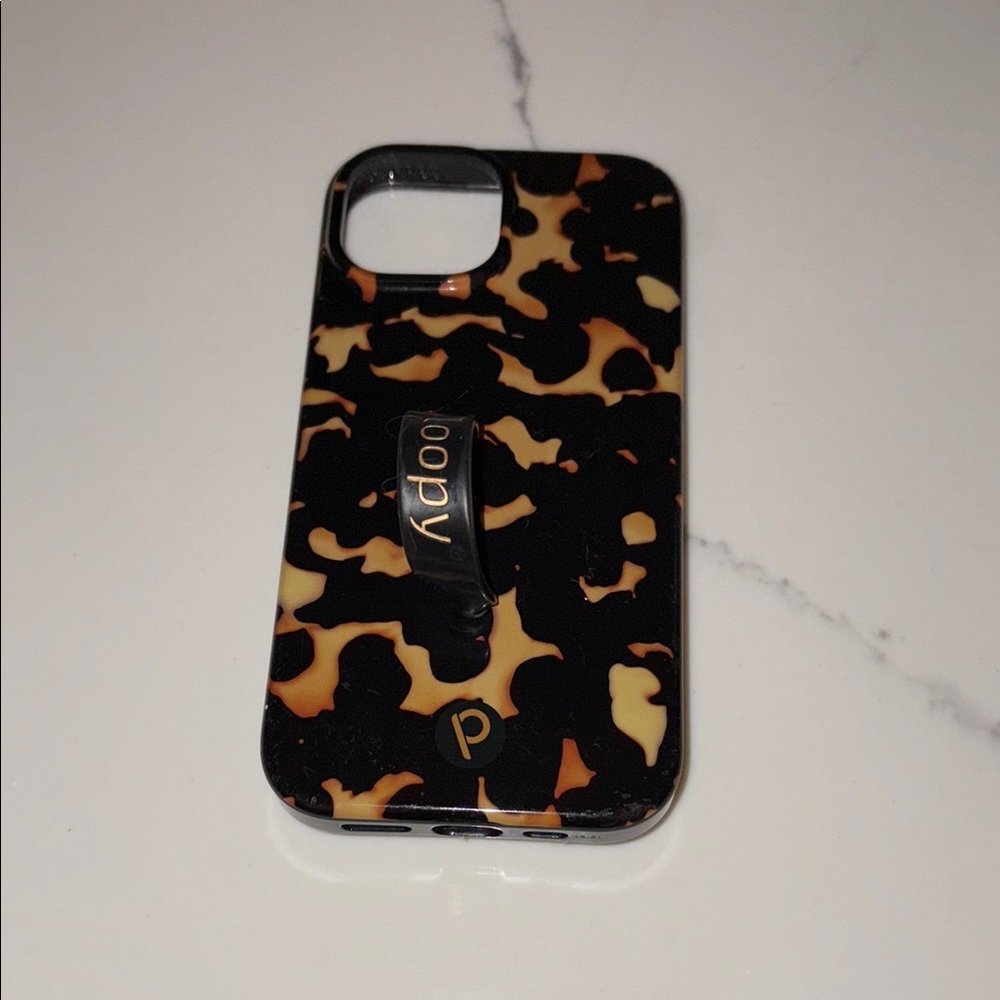 Loopy Case Black and Brown leopard Patterned Phone Case for IPhone 15
